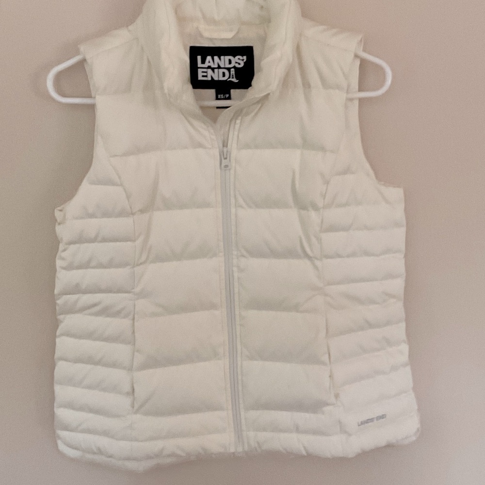 Lands' End Ivory Quilted Vest